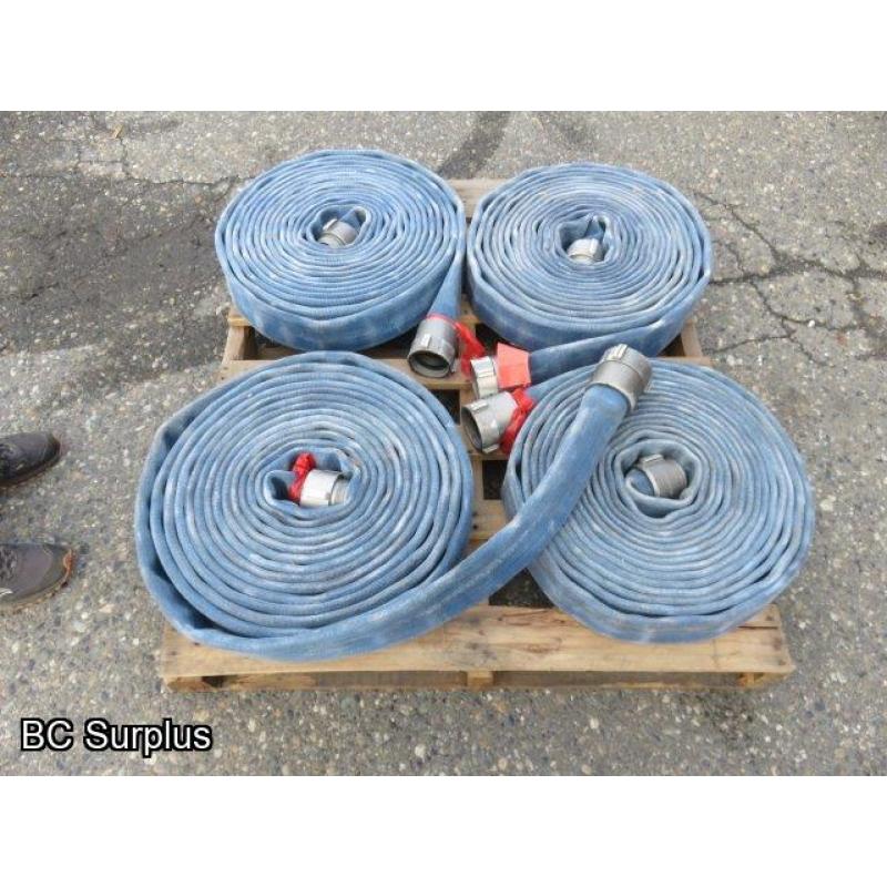 Q-455: Fire Hose – 2.5 Inch – 4 Used Lengths – 50 Ft Each – Blue