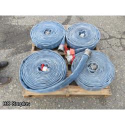 Q-454: Fire Hose – 2.5 Inch – 4 Used Lengths – 50 Ft Each – Blue