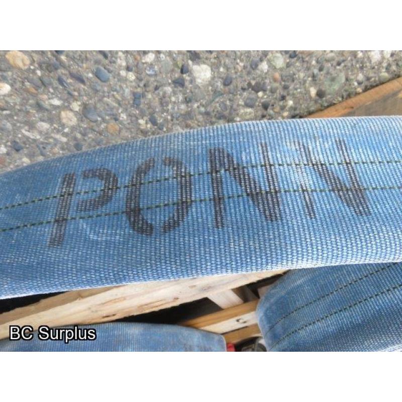 Q-454: Fire Hose – 2.5 Inch – 4 Used Lengths – 50 Ft Each – Blue