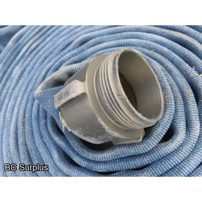 Q-454: Fire Hose – 2.5 Inch – 4 Used Lengths – 50 Ft Each – Blue