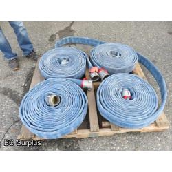 Q-454: Fire Hose – 2.5 Inch – 4 Used Lengths – 50 Ft Each – Blue