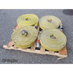 Q-458: Fire Hose – 2.5 Inch – 4 Used Lengths – 50 Ft Each – Yellow