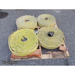 Q-459: Fire Hose – 2.5 Inch – 4 Used Lengths – 50 Ft Each – Yellow