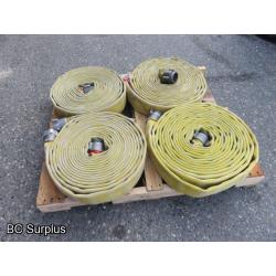 Q-459: Fire Hose – 2.5 Inch – 4 Used Lengths – 50 Ft Each – Yellow