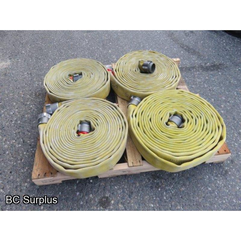 Q-459: Fire Hose – 2.5 Inch – 4 Used Lengths – 50 Ft Each – Yellow