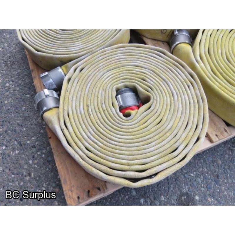 Q-459: Fire Hose – 2.5 Inch – 4 Used Lengths – 50 Ft Each – Yellow