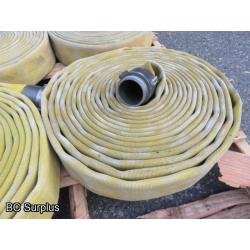 Q-459: Fire Hose – 2.5 Inch – 4 Used Lengths – 50 Ft Each – Yellow