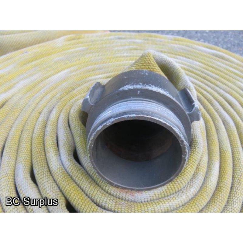 Q-459: Fire Hose – 2.5 Inch – 4 Used Lengths – 50 Ft Each – Yellow