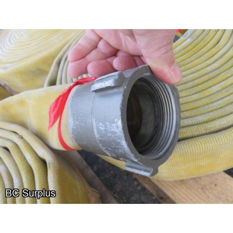 Q-459: Fire Hose – 2.5 Inch – 4 Used Lengths – 50 Ft Each – Yellow