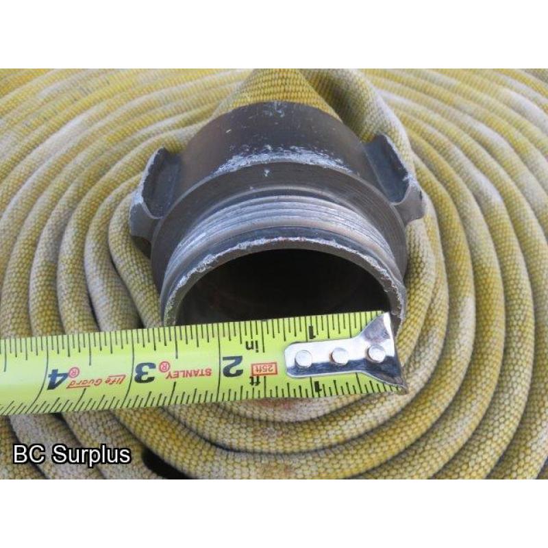 Q-459: Fire Hose – 2.5 Inch – 4 Used Lengths – 50 Ft Each – Yellow