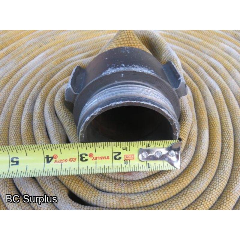 Q-458: Fire Hose – 2.5 Inch – 4 Used Lengths – 50 Ft Each – Yellow