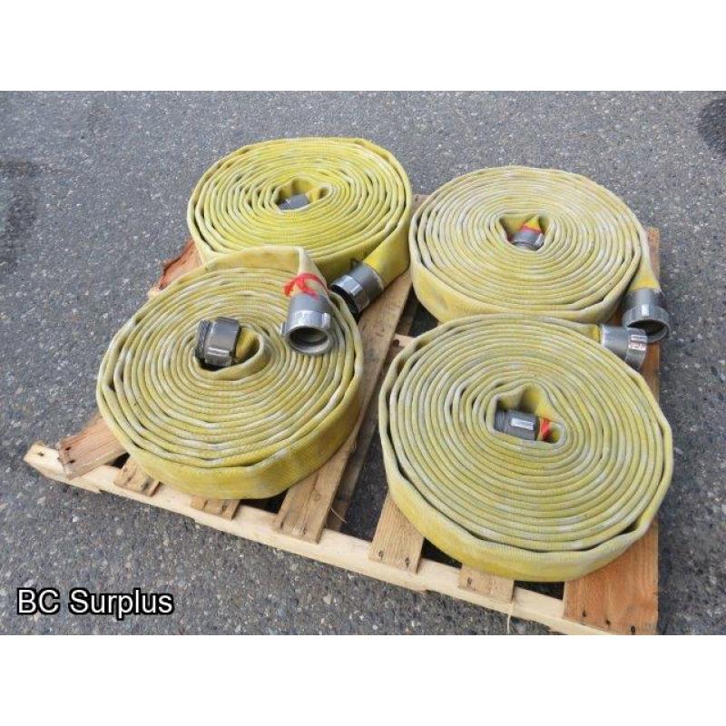 Q-459: Fire Hose – 2.5 Inch – 4 Used Lengths – 50 Ft Each – Yellow