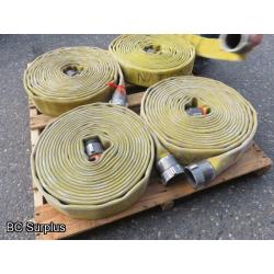 Q-458: Fire Hose – 2.5 Inch – 4 Used Lengths – 50 Ft Each – Yellow