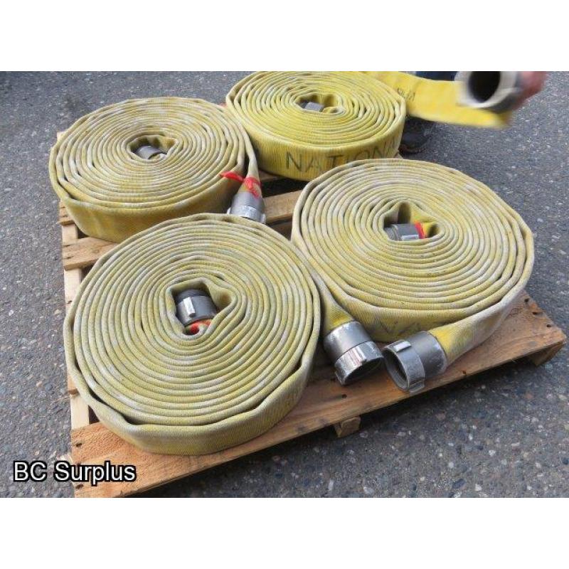 Q-459: Fire Hose – 2.5 Inch – 4 Used Lengths – 50 Ft Each – Yellow