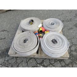 Q-460: Fire Hose – 2.5 Inch – 4 Used Lengths – 50 Ft Each – White