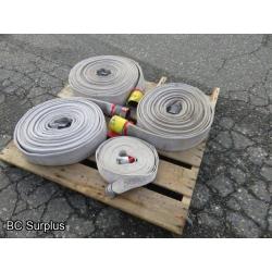 Q-461: Fire Hose – Mixed – 4 Used Lengths – 50 Ft Each – White