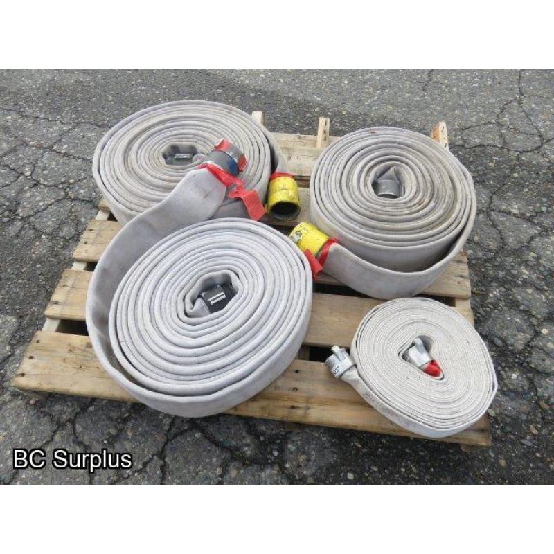 Q-461: Fire Hose – Mixed – 4 Used Lengths – 50 Ft Each – White