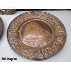 Q-503: Vintage Pressed Copper Wall Decorations – 3 Items