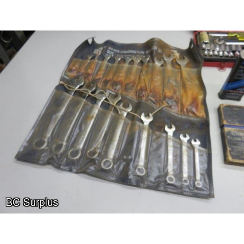 Q-515: Wrenches; Socket Set; Sharpening Stones – 1 Lot