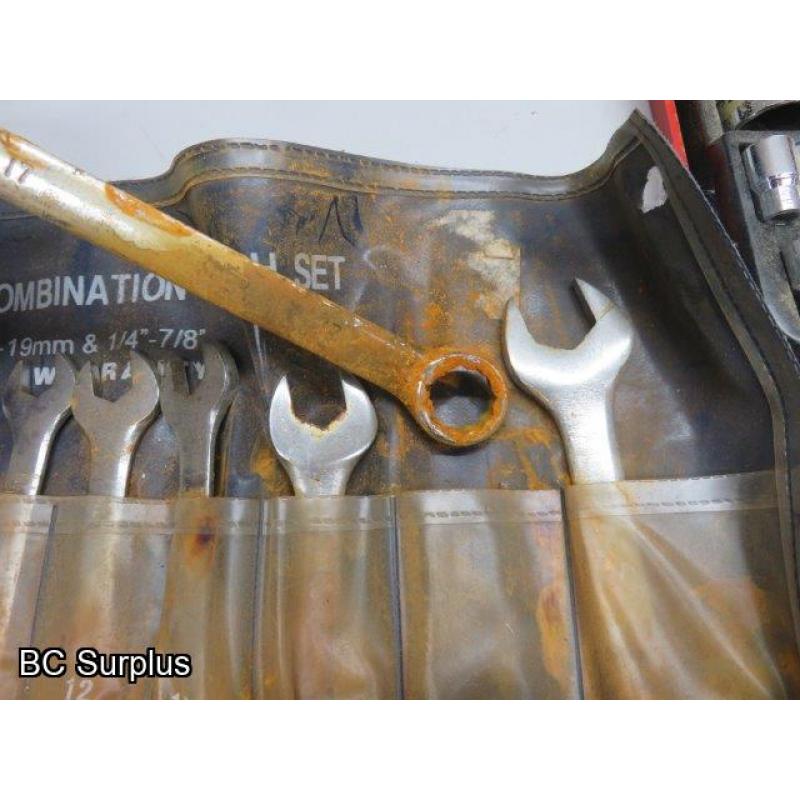 Q-515: Wrenches; Socket Set; Sharpening Stones – 1 Lot