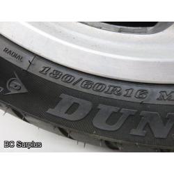 Q-520: Dunlop 180/60R16 Motorcycle Tire on Honda Rim & Parts