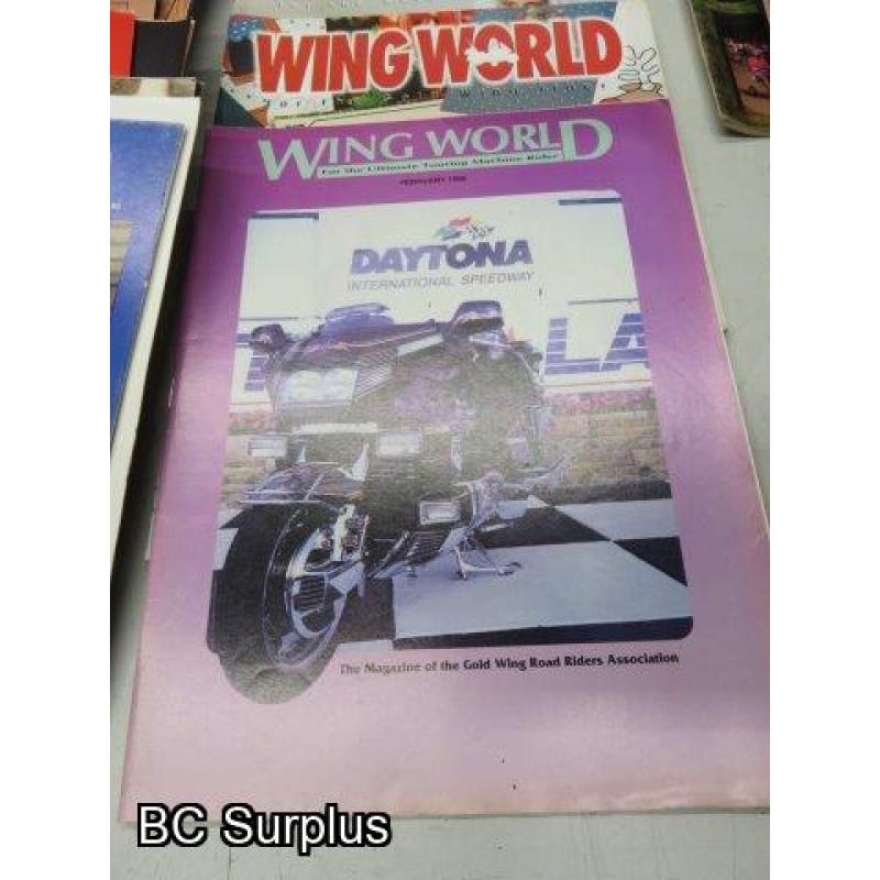 Q-521: Vintage Wing World Magazines & Stickers – 1 Lot