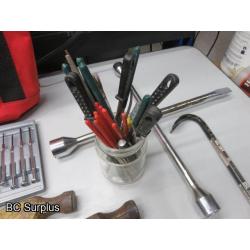 Q-530: Hand Tools; Sockets; Trouble Light – 1 Lot