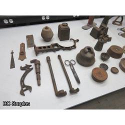 Q-531: Antique Hand Pumps; Scale Weights & Tools – 1 Lot