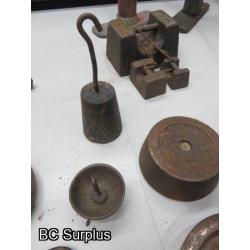 Q-531: Antique Hand Pumps; Scale Weights & Tools – 1 Lot