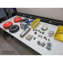 Q-532: Cable Connectors; Wheels & Various Hardware – 1 Lot