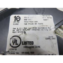 Q-544: Copper 10AWG Single Conductor Elec Wire – 500 ft Reel – Wh