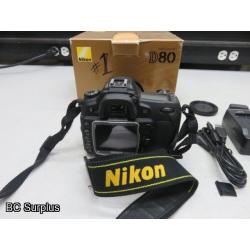 Q-566: Nikon D80 Digital Camera with Charger and Battery