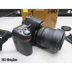 Q-566: Nikon D80 Digital Camera with Charger and Battery