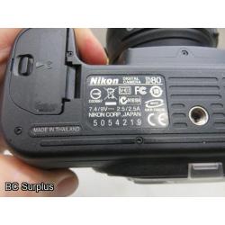 Q-566: Nikon D80 Digital Camera with Charger and Battery