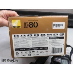 Q-566: Nikon D80 Digital Camera with Charger and Battery