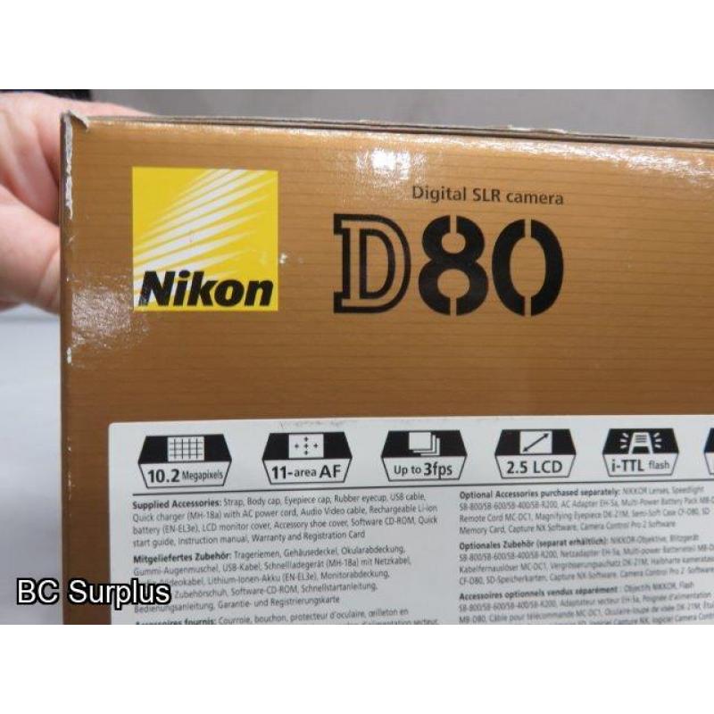 Q-566: Nikon D80 Digital Camera with Charger and Battery