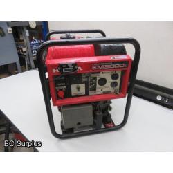 Q-554: Honda EM3000c Portable Gas Generator – 1031 Hours