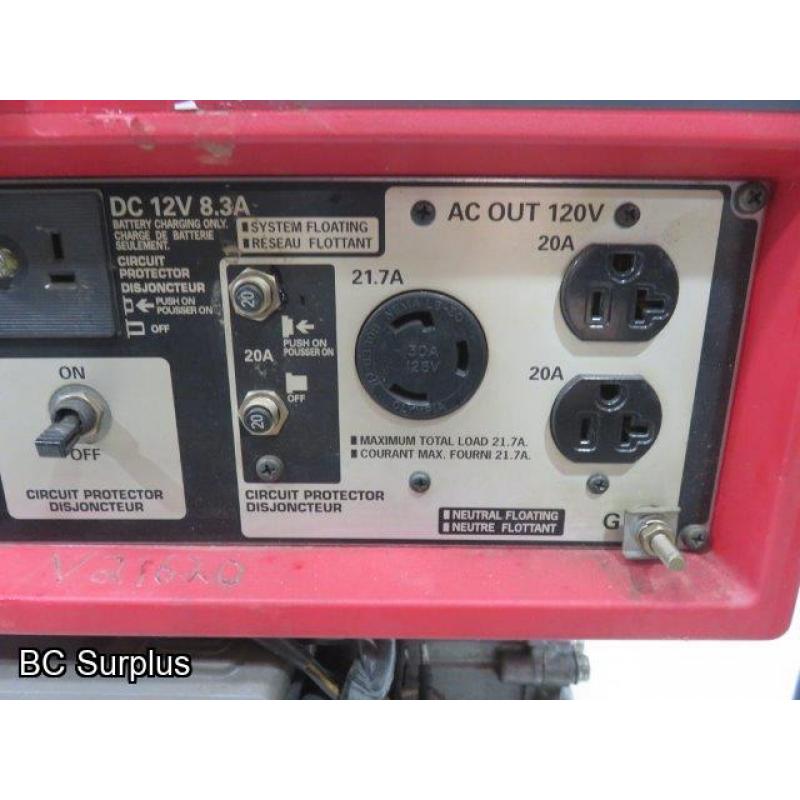 Q-554: Honda EM3000c Portable Gas Generator – 1031 Hours