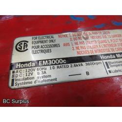 Q-554: Honda EM3000c Portable Gas Generator – 1031 Hours