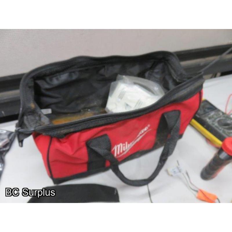 Q-585: Milwaukee Tool Bag and Various Contents – 1 Lot