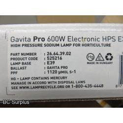 Q-578: Gravita Pro 600w Replacement Bulbs – Unused – 1 Case