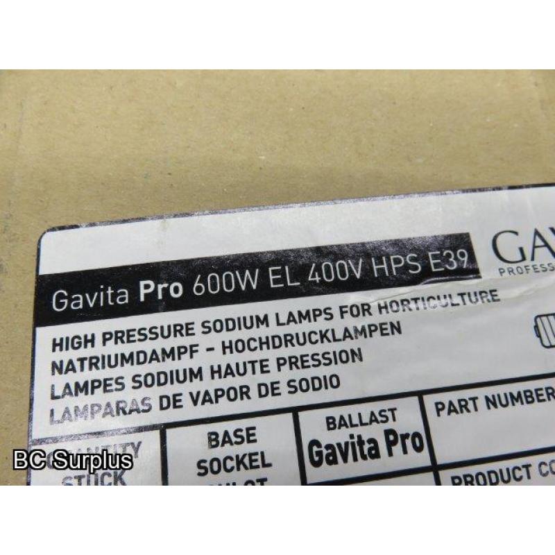 Q-578: Gravita Pro 600w Replacement Bulbs – Unused – 1 Case