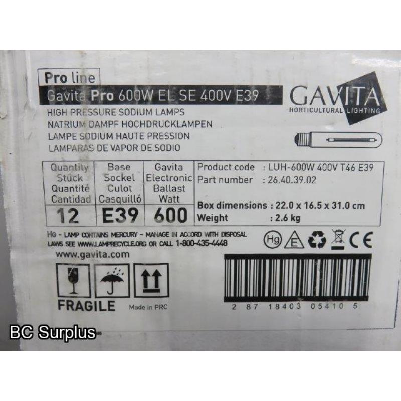 Q-579: Gravita Pro 600w Replacement Bulbs – Unused – 9 Items