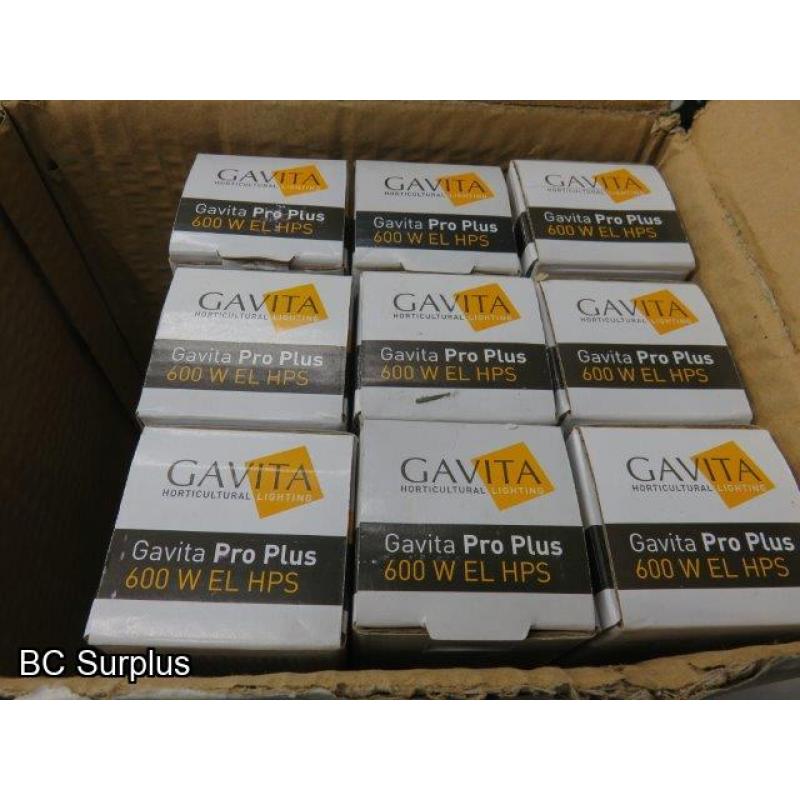 Q-580: Gravtia Pro 600w Replacement Bulbs – Unused – 9 Items