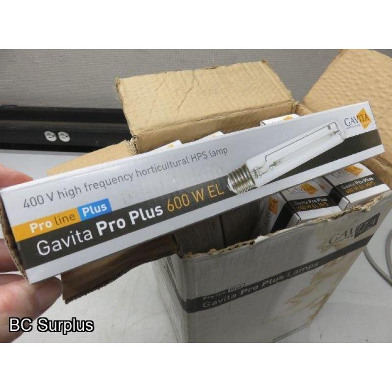 Q-580: Gravtia Pro 600w Replacement Bulbs – Unused – 9 Items