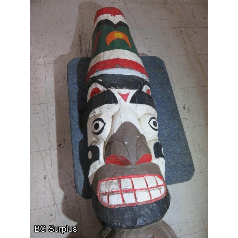 R-205: First Nations 12ft Three Character Totem Pole – Cedar