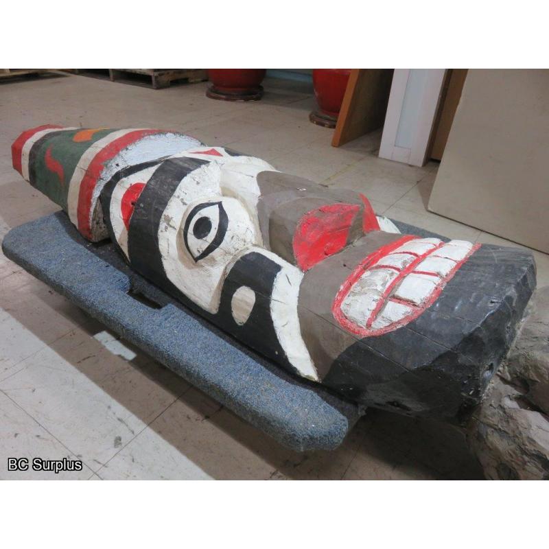 R-205: First Nations 12ft Three Character Totem Pole – Cedar