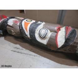 R-205: First Nations 12ft Three Character Totem Pole – Cedar