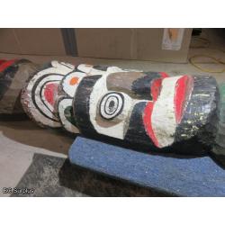 R-205: First Nations 12ft Three Character Totem Pole – Cedar