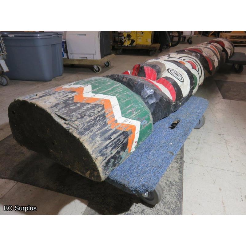 R-205: First Nations 12ft Three Character Totem Pole – Cedar